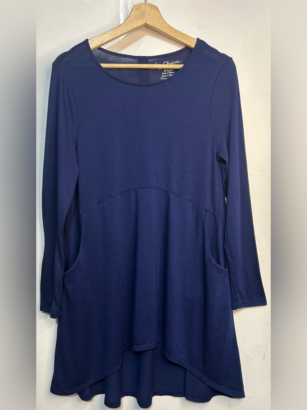 Chico's Navy Knit Sweater Tunic with Pockets Size 0 (Small)